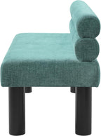 51'' Small Dining Bench with Back, Upholstered Armless Kitchen Banquette Seating, Minimalist Comfy Mini Loveseat Sofa, Modern Entryway Bench with Wood Leg for Dining Living Room Apartment (Green)