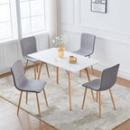 FurnitureR Dining Chairs Set of 4, Fabric Cushion Side Chairs Mid-Back with PU Back and Oak Metal Legs for Kitchen, Dining Room, or Living Area, Grey/Black