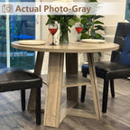 GarveeHome 43.3" Round Dining Table for 2-4 People, Circle Kitchen Table with Wooden Pedestal Base and Storage Shelf for Small Space Saving for Living Room, Apartment (Table Only)