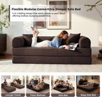 79" Convertible Sofa Bed, 5-in-1 Corduroy Couch Bed Sofa Pull Out, Memory Foam Couch, No Assembly Futon Couches for Living Room (Brown)