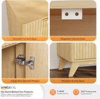 VINGLI 55" Buffet Cabinet with Storage, Fluted 4 Doors Sideboard Cabinet with Adjustable Shelves, Modern Storage Cabinet with Doors for Kitchen, Dining Room & Living Room, Natural Oak