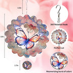 3D Butterfly Wind Spinner for Outdoor Decor, 12 Inch Stainless Steel Metal Wind Sculpture, Weatherproof Garden Art for Yard, Patio, Unique Moving Spinner for Bird Lovers