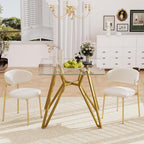 KEIKI 35.4-inch Square Tempered Glass Dining Table, Suitable for 2-4 People, Space-saving Small Kitchen Dining table, Equipped with Sturdy Metal Table Legs, Suitable for Dining Room, Living Room, Gold