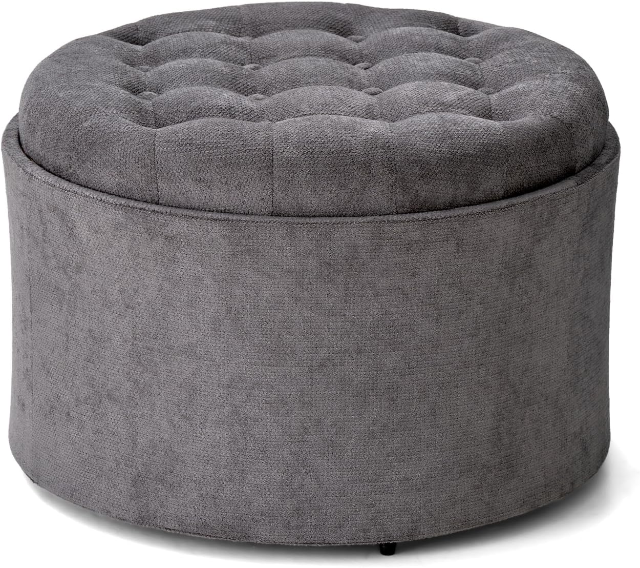 ONBRILL 24" Round Ottoman Coffee Table, Storage Ottoman with Lift-Off Lid | Large Size, Sturdy Steel Frame, 15.4" Height Foot Stool（Better for Low-Profile Sofa), Extra Seat, Entryway Shoe Bench