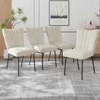 ZckyCine Dining Chairs Set of 4, Upholstered Velvet Kitchen Chairs with Thick Padded Seat and Sturdy Metal Legs, Modern Farmhouse Accent Chairs for Dining Room, Living Room, Waiting Room