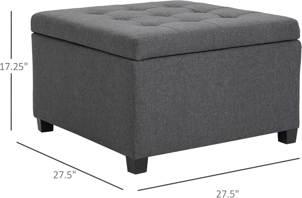 33x28x17inch 450lb Premium Quality Tufted Microfiber Storage Ottoman LiftTop Heavy Duty Metal Hinge Cherry FFor rame Charcoal