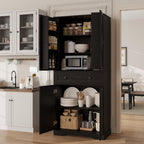 Garvee 71" Kitchen Pantry Cabinet, Barn Door Freestanding Cupboard with Drawer, Sliding Storage Rack, and 6 Hanging Shelves for Kitchen, Dining Room, Living Room Bedroom