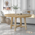 ERYE Farmhouse Style Wooden Dining Table 42-Inch Functional Extendable Round Dining Table with 16" Leaf and X-Cross Legs,Oval Wooden Diningtable for Home Apartment Diningroom, Natural Wood Wash