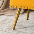 40" Mustard Yellow Velvet Storage Bench with Gold Legs Nailhead Trim | Tufted Ottoman, End of Bed Bench, Upholstered, For Bedroom/Living Room/Window/Entryway/Dining Bench, Modern, Rectangle