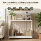 ZenStyle Sofa Side Console Table with 2 Storage Shelves Narrow Accent Table for Entryway/Hallway/Living Room, 39.3in L x 11.8in W x 31.6in H (White, 39.3 inch)