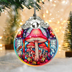 Stained Glass Christmas Ornament, Jocidea Mushroom Christmas Decorations, Christmas Tree Ornament, Mushroom Lovers Gifts, Holiday Decor and Xmas Gifts Ideas