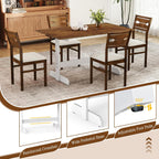 Tangkula 55 Inch Dining Table for 4-6 People, Rectangular Kitchen Table with Solid Wood Trestle Base, Large Farmhouse Modern Diner Table for Home Dining Room Living Room
