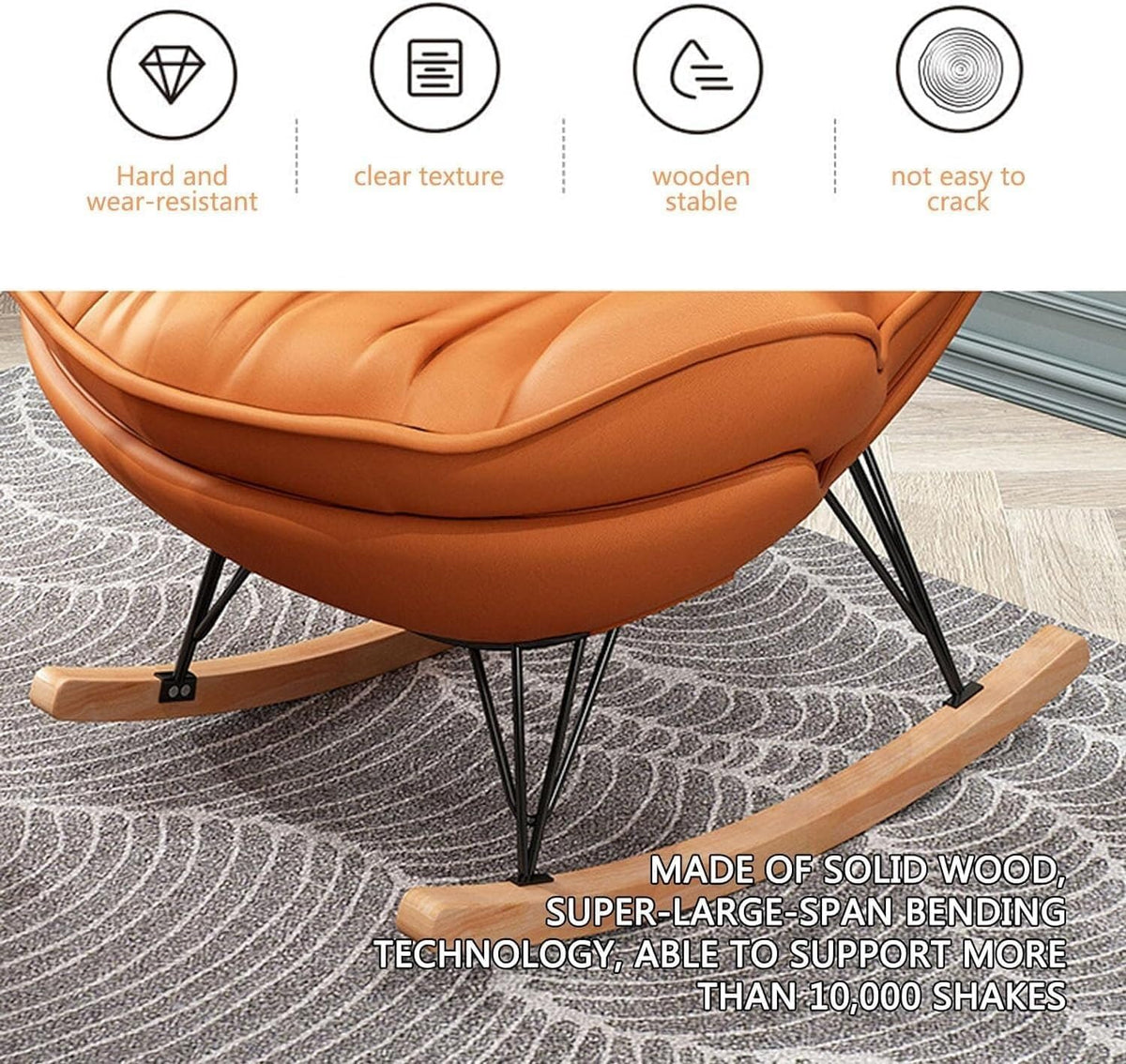 Home Living Room Bedroom Rocking Chair Glider Chair with High Backrest,Rocking Chair Adult Lazy Sofa Can Recline,Comfortable Living Room Rocking Chair with Footstool(D)