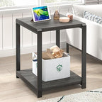 FOLUBAN Modern Side Table, Square End Table with Storage Shelf for Living Room, Rustic Industrial Wood Nightstand for Bedroom, Dark Gray