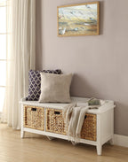 Retro Vintage Bench W/Storag, for Entryway Living Room Bedroom