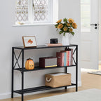 Hoctieon Industrial Console Table, 3 Tier Entryway Table, Hallway Table, Narrow Sofa Table with Shelves, Entrance Table for Entryway, Living Room, Foyer, Hallway, Office, Black