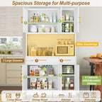71" Metal Large Pantry Storage Cabinet with Adjustable Shelves,Kitchen Pantry Storage with Drawers,Tall Kitchen Hutch with Countertop for Kitchen,Dining Room and Living Room,White