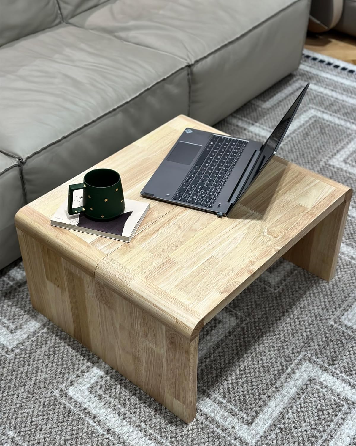 C-Shaped Side Table, Solid Wood End Table for Couch Sofa and Bed, Wooden C Tables for Living Room Bedroom, Small Snack Tray Table for Space Saving (2, 24.4" H-Brown)