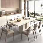 Extendable Dining Room Table for 6 8 10, Modern Farmhouse Rectangular Wooden Folding Kitchen Expanding Long Expandable Dining Room Conference Table with Pedestal Base 78.74" - 62.99" Beige