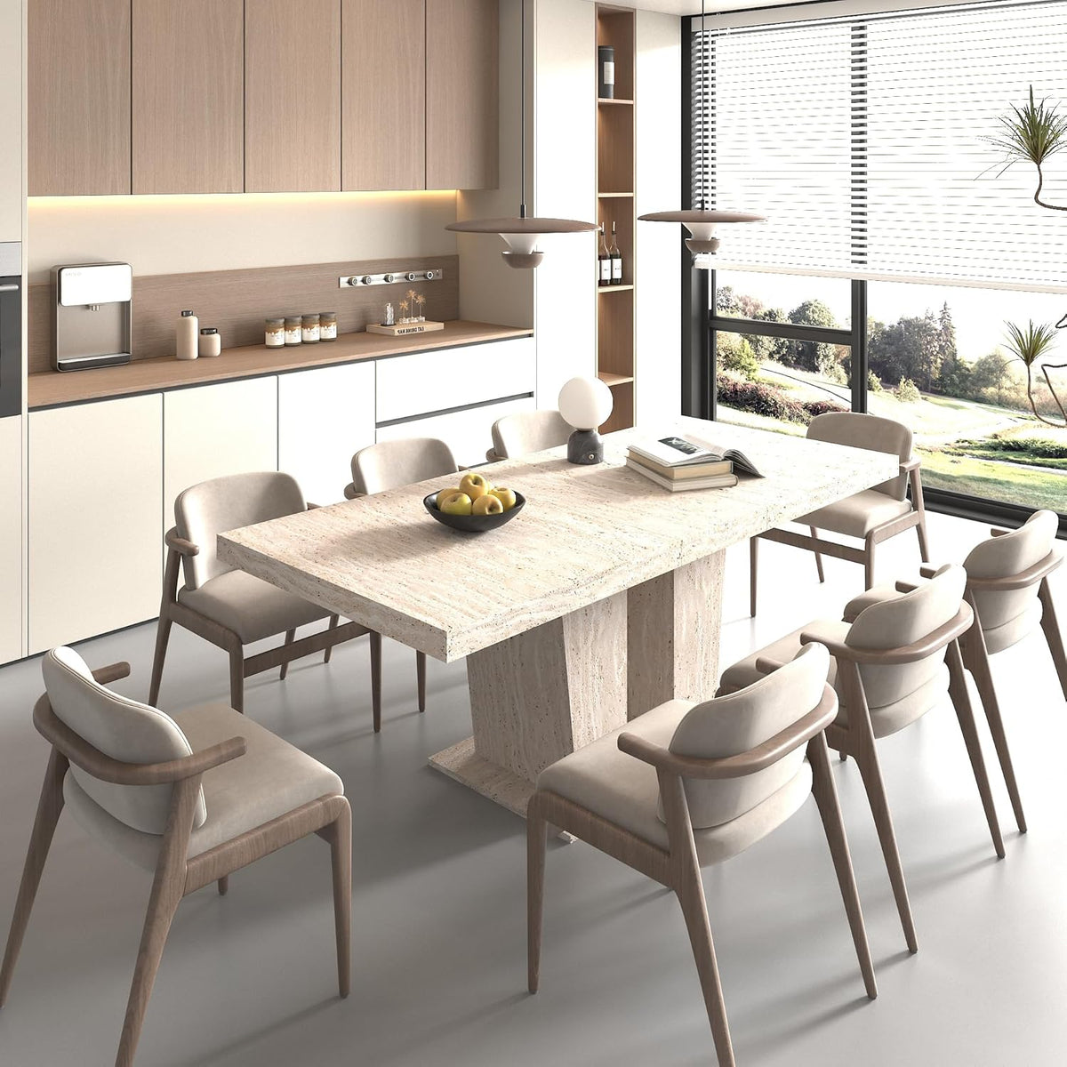 Extendable Dining Room Table for 6 8 10, Modern Farmhouse Rectangular Wooden Folding Kitchen Expanding Long Expandable Dining Room Conference Table with Pedestal Base 78.74" - 62.99" Beige