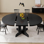 Feonase 43.3-59" Round Extendable Dining Room Table for 4-6, Modern Oval Kitchen Table with Heavy Duty Base, Dining Table for Kitchen Living Room, Easy Assembly, Noise-Free, Matte Black