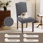 Upholstered Dining Chairs Set of 6 with Thickened Seat Cushion, Wooden Mid-Century Modern Fabric Farmhouse Kitchen Chairs for Dining Room Living/Restaurant/Reading Room