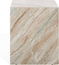 SAFAVIEH Couture Collection Katharina Brown/White Marble Plinth Accent Table (Fully Assembled)