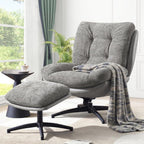 K Knowbody Swivel Accent Chair with Ottoman, 400lbs Capacity & Easy Assembly, Oversized 360° Swivel Rocker Recliner, Comfortable Swivel Chair for Living Room, Bedroom, Office, Grey