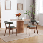 Kmax Dining Room Chairs, Mid-Century Modern PU Kitchen Chairs with Natural Walnut Finished Frame, PU Curved Back, Set of 2, Green
