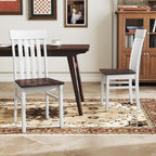 Giantex Wooden Dining Chairs Set of 2, Farmhouse Kitchen Chair with Hollowed Backrests & Rubber Wood Seats, Rustic Wood Side Chairs for Home Living Room Restaurant