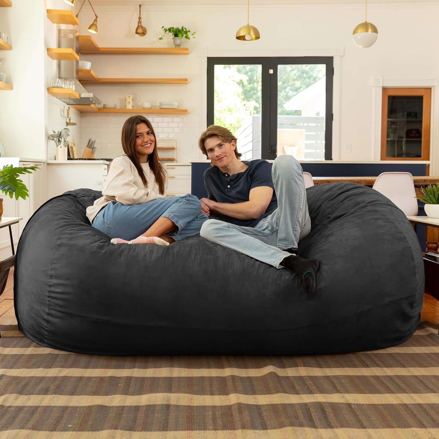 Jaxx 7 Foot Giant Bean Bag Sofa, Black