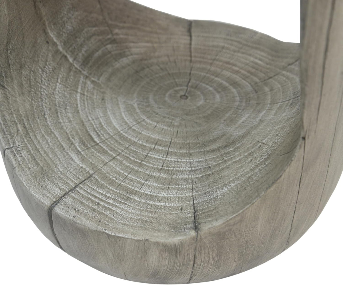 14.96" Side Table,Hollow Design End Patio Garden Stool Decorative Accent Table for Balcony Beach Pool Side,Lightweight Concrete,Wood Like Texture,Grey