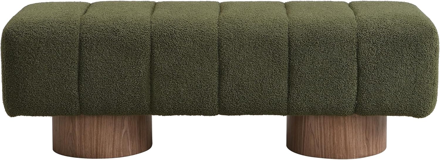 Christopher Knight Home Manila 50" Boucle Fabric Dining Bench, Rectangular Upholstery Ottoman Bench, Bedroom End of Bed Footstool, Living Room Extra Seat Footrest, No Assembly Needed, Jungle Green