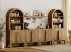 WAMPAT 6 in 1 Large 71" Tall Arched Cabinet with Doors, Modern Farmhouse Kitchen Pantry Cabinet for Kitchen, Living Room, Walnut
