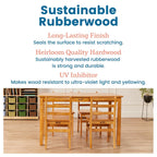 ECR4Kids 24in x 48in Rectangular Hardwood Table with 28in Legs and Four 16in Chairs, Kids Furniture, Honey, 5-Piece | Durable rubberwood, GREENGUARD Gold Certified, ANSI/BIFMA Compliant, 10-12 years, 200 lb seat capacity, classroom & home use
