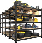 PrimeZone 47" W x 23.6" D x 71" H Large Heavy Duty Storage Shelves - 4 Pack 5 Tier Adjustable Garage Storage Shelving, Metal Storage Utility Rack Shelf Unit for Warehouse Pantry Closet Kitchen, Black