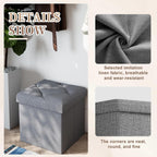 15 Inches Ottoman with Storage, Folding Storage Ottoman Bench Set, Storage Chest for Entryway, Living Room, Support 500LBS, Grey