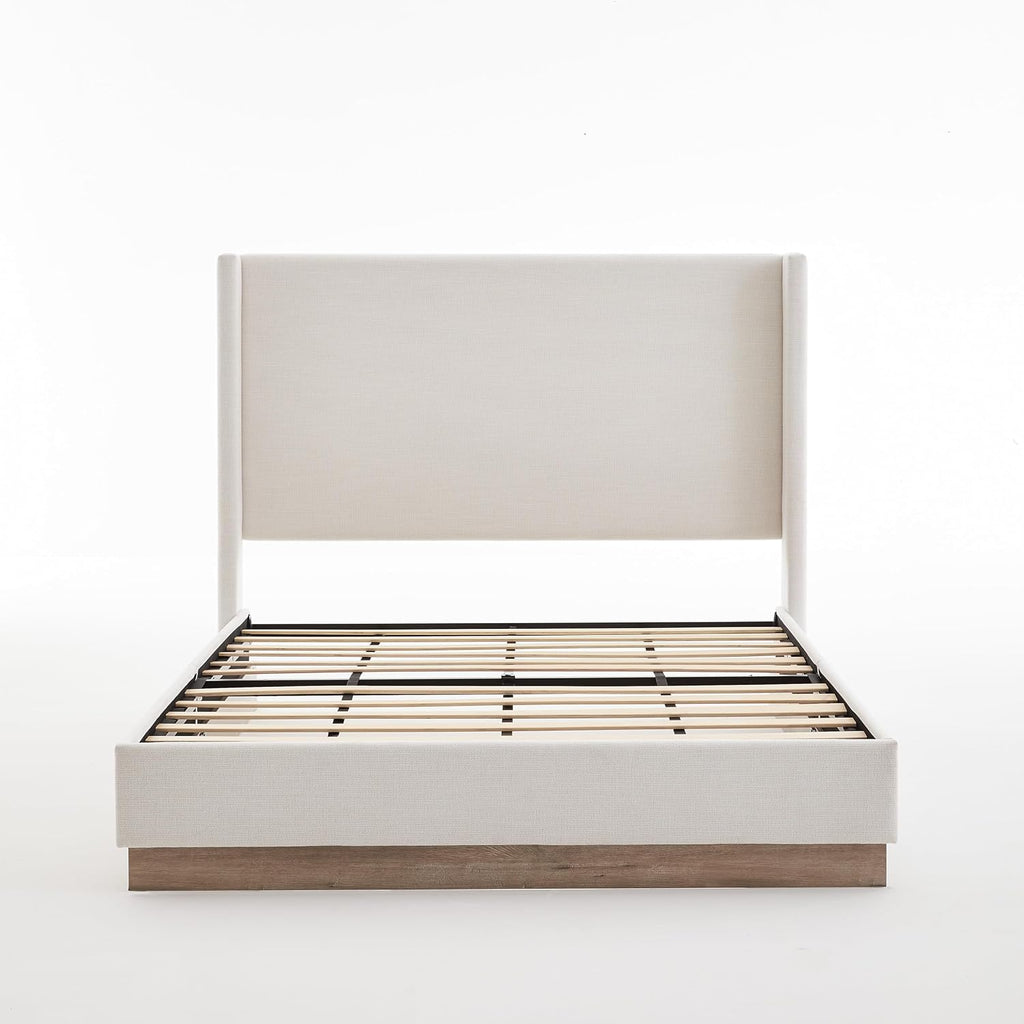 KEIKI King Size Upholstered Wingback Bed with 52.5" High Headboard,