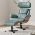 CHITA Genuine Leather Reclining Swivel Accent Chair with Ottoman, Teal | Eames Swivel Chair with Adjustable Backrest and Headrest for living Room & Office, 34.3"Dx31.1"Wx39.4"H, 350 Lbs Capacity