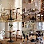 31.5" Round Dining Table, Modern Tulip Pedestal Table with Smooth MDF Round Tabletop & Metal Base, 2-4 Seater Compact Coffee Table for Small Kitchen, Leisure Table for Breakfast Nook, Walnut