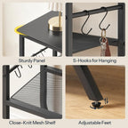 HOOBRO 3 Tier Small Console Table, 31.5" Entryway Table with Storage Shelf, Narrow Sofa Table, Behind Couch Table, Hallway Table with S-Hooks, for Living Room, Black BB63XG01