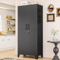 PAOFIN Metal Kitchen Pantry Cabinet, 71" Tall Storage Cabinet with Lock Doors and Shelves, Freestanding Cupboard for Dining Room Living Room Furniture, Black