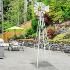 Garden Windmill for Yard Decor, 8 ft Tall Metal Windmill with Spinning Blades, Weather-Resistant Outdoor Windmill for Lawn, Farmhouse, Rustic & Farm Decor,White