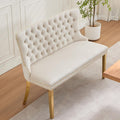 Upholstered Dining Bench with Back Button Tufted Settee Benches Small Loveseat Sofa Couch for Small Spaces,Entryway,Kitchen Banquettee Seating Sofa Benches with Backrest (Beige, Dining Bench)