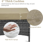Set of 2 Outdoor Patio Ottomans, All-Weather PE Rattan Wicker Furniture for Backyard Porch Deck Poolside, Sturdy Steel Frame, Khaki