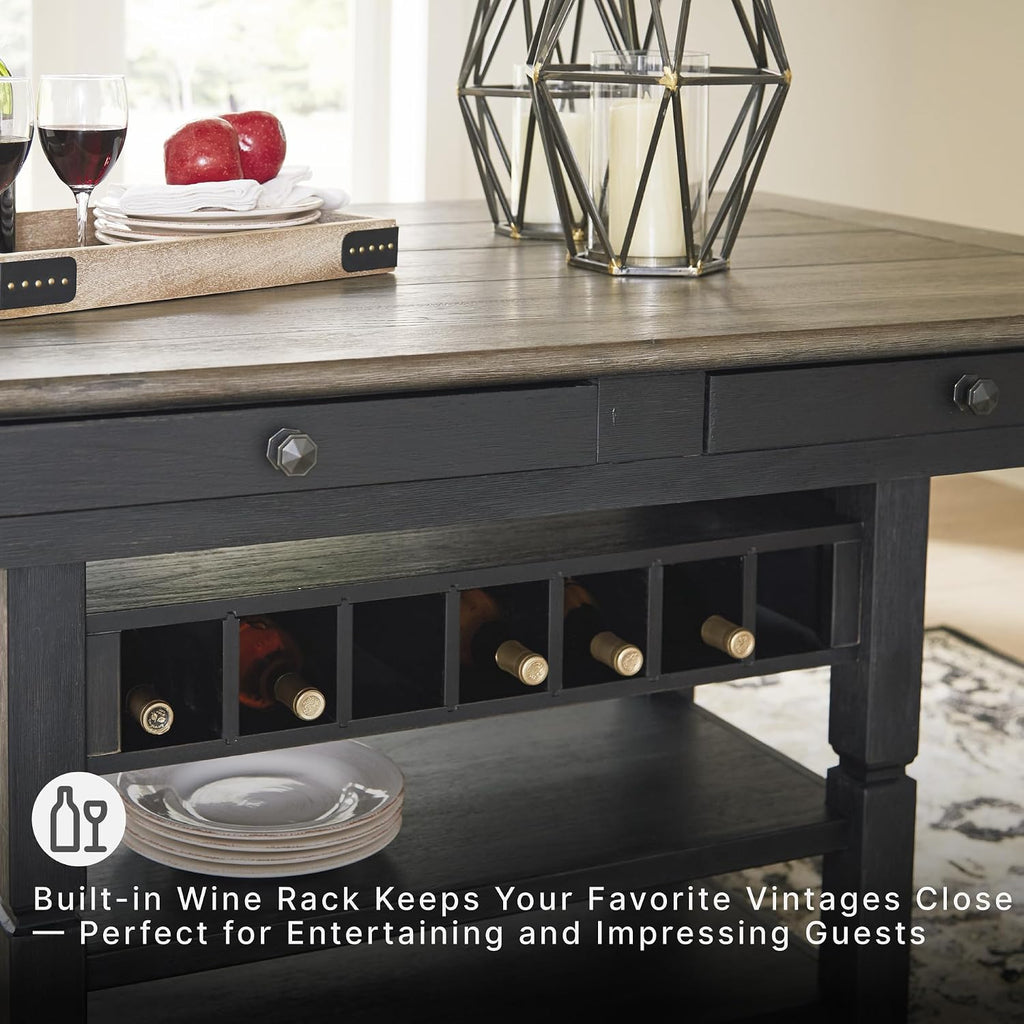 Signature Design by Ashley Counter Height Table with Storage, Farmhouse