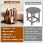 Round Teak End Table with Storage, Nightstand Sofa Side Table for Living Room Indoor/Outdoor Use, Accent Coffee Table for Patio Balcony Wooden Furniture, 15"x15"x19"