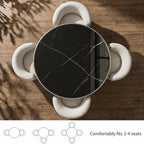 31.5" Tulip Table, Small Round Dining Table with 1.2" Thick Sintered Stone Tabletop and Silver Metal Pedestal Base, Bistro Table for Diner, Restaurant, Café, Bakery, Apartment (Marble Black Silver)