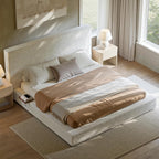 Evermagin White King Upholstered Cloud Bed Frame with Headboard