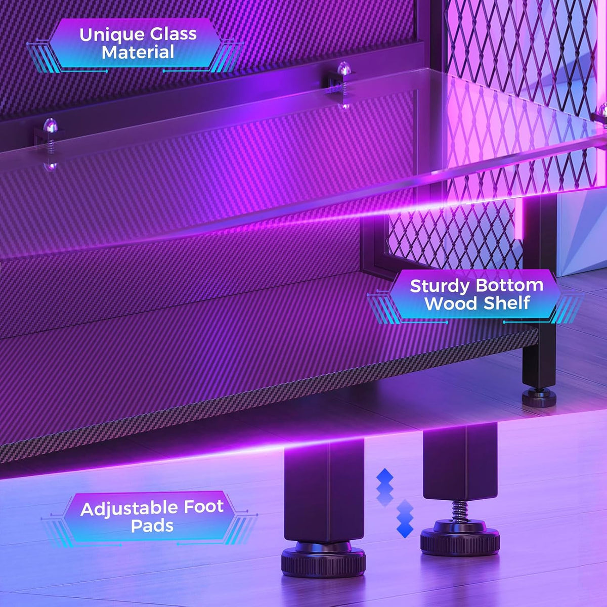 AODK Display Case with Glass Shelves & RGB Lights, 4-Tier Display Cabinet